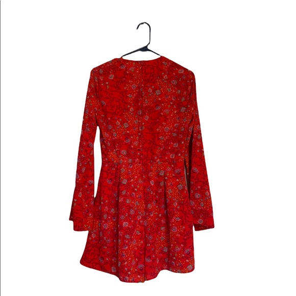 Honey and Rosie red floral romper with bell sleeves - Picture 2 of 4